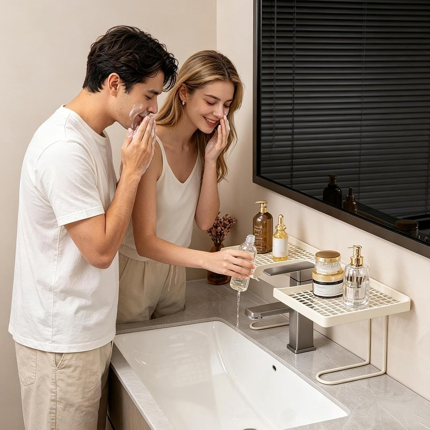 GENERIC Organiseur D'évier De Cuisine – Étagère De Vidange En Métal Sans Perçage, étagère De Rangement Pour Robinet Pour Comptoir De Cuisine, Maison, Appartement, Dortoir, Hôtel, Restaurant, Salle De Bain