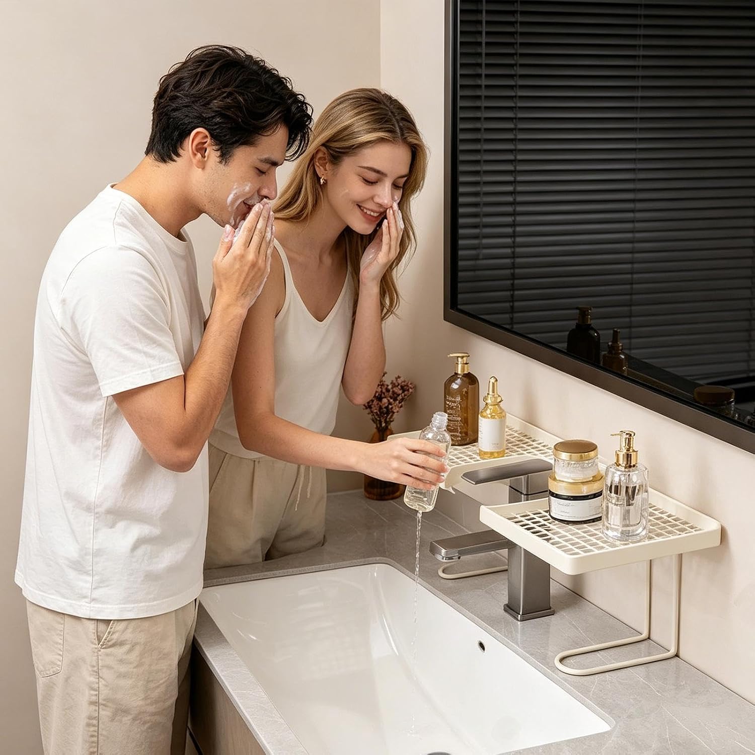 GENERIC Organiseur D'évier De Cuisine – Étagère De Vidange En Métal Sans Perçage, étagère De Rangement Pour Robinet Pour Comptoir De Cuisine, Maison, Appartement, Dortoir, Hôtel, Restaurant, Salle De Bain