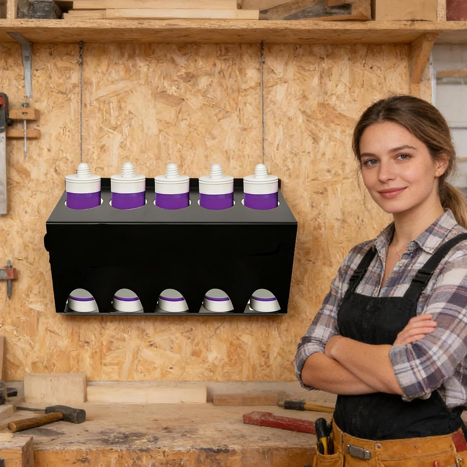 GENERIC Support Mural Pour Tube De Calfeutrage, 5 Emplacements De Rangement Pour Tubes De Calfeutrage – Support De Rangement Pour Plombiers, électriciens, Bricoleurs, Charpentiers, Maison, Garage, Chantier