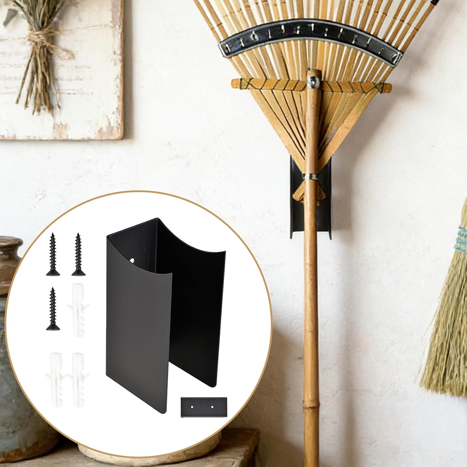  Générique Support Mural Pour Balai | Lot De 2 Supports En Acier Antidérapants - Rack De Rangement Pour Garage | Pour Maison Sous-sol Atelier Jardin Pelouse Cour Extérieur Camping-car Camion