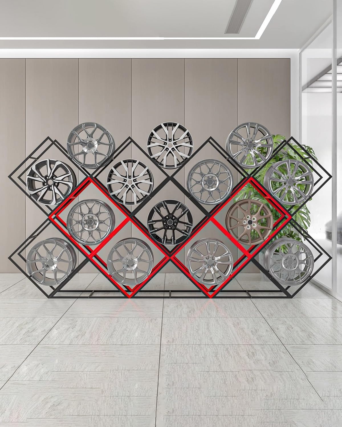  Générique Présentoir De Jantes De Pneus De Garage Robuste, Supports De Rangement Empilables, Organiseur à 7 Niveaux Pour Pneus De Voiture, Support De Jantes Durable Pour La Maison Et L'atelier