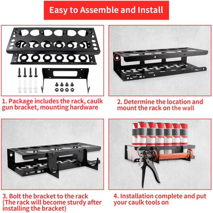 GENERIC Support De Rangement, 12 Emplacements De Grande Capacité, Support Mural Pour Outils De Calfeutrage à La Main | Pour Dortoir, Atelier De Réparation, Garage, Atelier, Salon