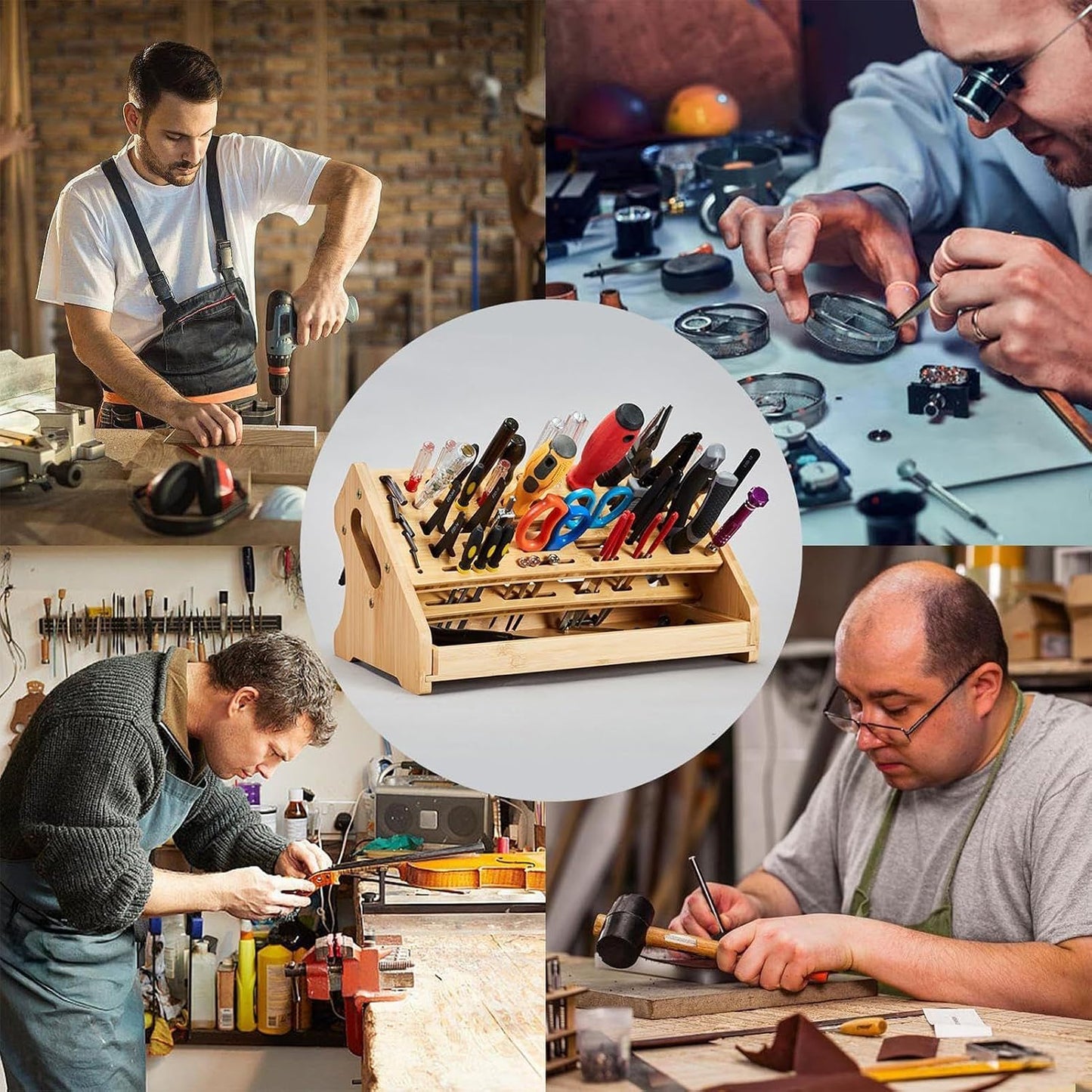  Support à Outils – Support De Tournevis En Bois 53 Trous, Organisateur De Plateau De Rangement, Affichage Compact Pour Outils à Main, Conception Facile D'accès, équipement D'atelier, Pour Garage, Bure