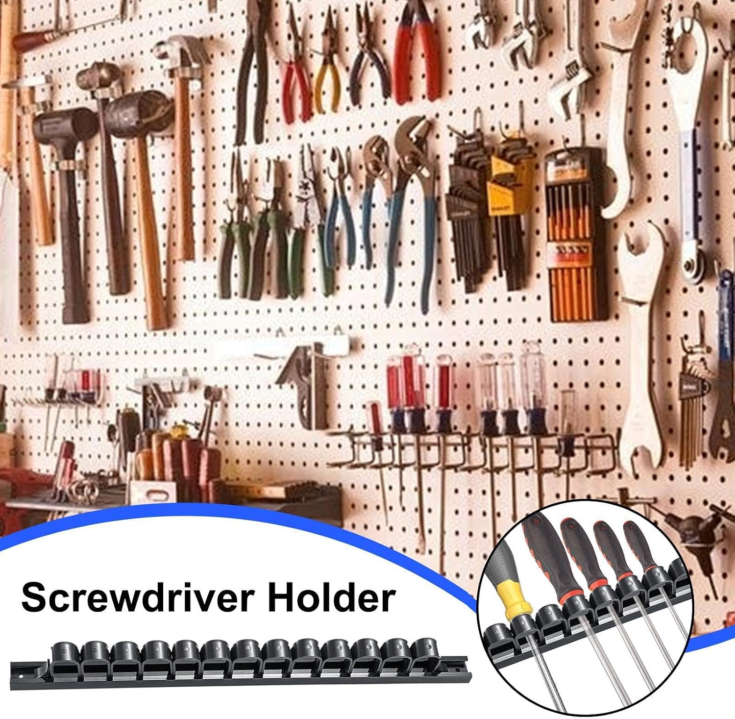  Support Mural Pour Tournevis, Support à Outils à Main, Support D'affichage De Clés, Support Mural Multifonction Pour Outils à Main, Organiseur Mural ABS Pour Outils Et Clés