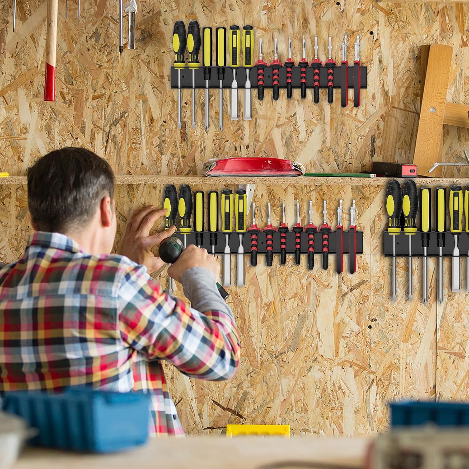  Lot De 2 Supports Muraux Pour Tournevis, Organiseur De Pinces, Support Mural Pour Tournevis, Rangement D'outils De Garage Pour Garage, Atelier, Bord D'établi