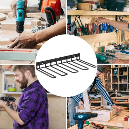  Générique Cordless Drill Holder, Black Iron Wall Mount, Power Tool Organizer, Heavy Duty Battery Tool Rack, Thickened Construction, Space Saving Design, Garage, Workshop, Shed