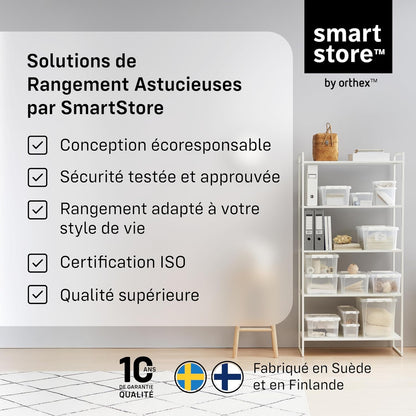  SmartStore - 10x Petite Boîte De Rangement Plastique Avec Couvercle 0,3L (15x9x6cm) | Empilable Et De Qualité Alimentaire | Boîte Plastique Avec Couvercle & Coins Renforcés | Garantie 10 Ans