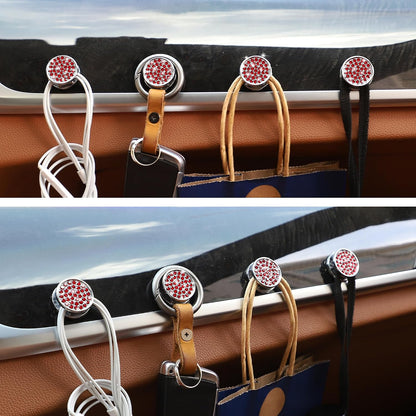  TOMALL Lot De 4 Crochets De Voiture En Forme De Cercle - Jolis Crochets Pour Tableau De Bord - Pour Clés, Câble De Charge - Crochet De Rangement Universel à Suspendre - Accessoires Diamant Pour