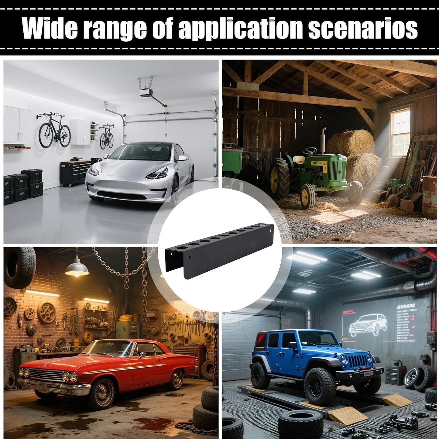 GENERIC Support De Rangement Pour Outils – Support De Brosse Rectangulaire Pour Voiture, Garage, Van | Design Mural Avec Fentes, Solution De Rangement Pour économiser De L'espace Pour L'entretien Automobile