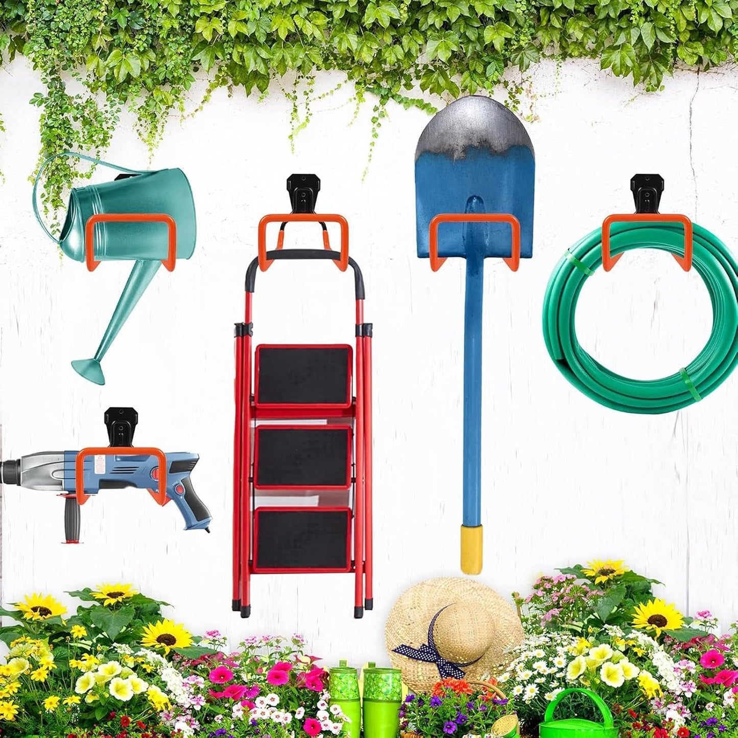  Générique Crochets Stockage Pour Garage | Crochets Muraux Robustes Pour Outils | Crochet Pour Outils De Cour | Pour Atelier Arrière-Cour Abri Sous-Sol Jardin Câble Tuyau Balai Échelle