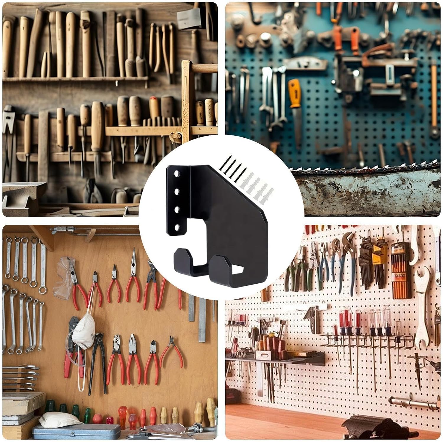 Porte-Tronçonneuse,Crochet De Stockage En Acier Au Carbone Pour Outils De Jardinage - Support De Rangement Pour Garage De Conception Économe En Espace Pour Tronçonneuse Scie à Main Pelle Pot à Huile É