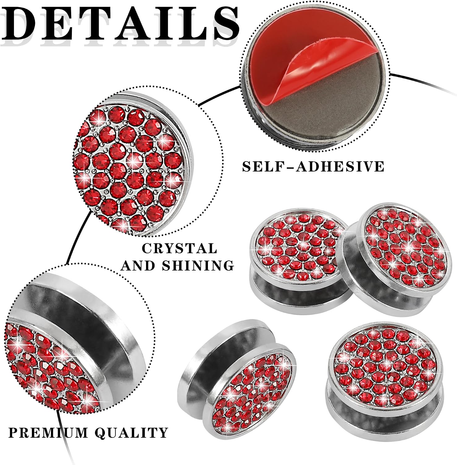  TOMALL Lot De 4 Crochets De Voiture En Forme De Cercle - Jolis Crochets Pour Tableau De Bord - Pour Clés, Câble De Charge - Crochet De Rangement Universel à Suspendre - Accessoires Diamant Pour