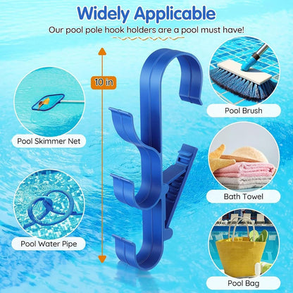 GENERIC Crochets D'équipement De Piscine – Support De Rangement Réglable à 3 Crochets | Support De Poteau De Piscine – Pour Tiges Télescopiques, épuisettes, Brosses, écumoire, Tuyau D'aspirateur, Outils De