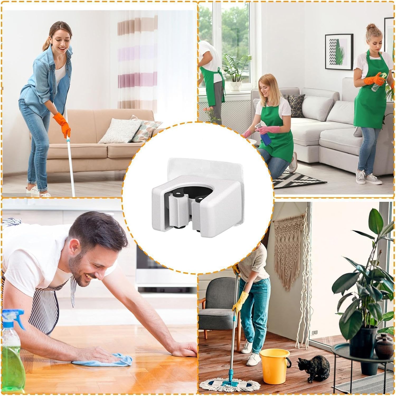  Support De Balai Robuste, 2 Pièces, économiseur D'espace, Outil De Nettoyage Pratique, Accessoire De Ménage élégant, Pour Homme, Femme, Adulte, Bureau, Appartement, Dortoir, Camping-car