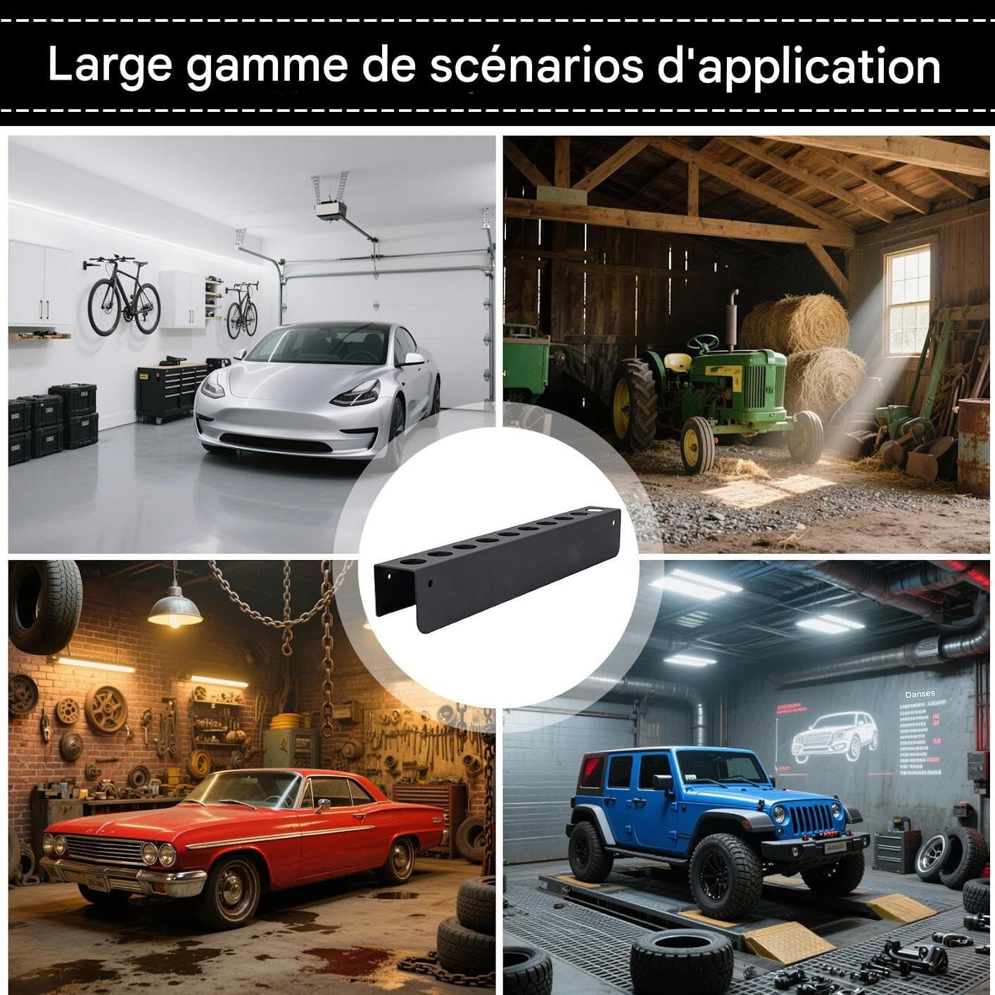  Organisateur De Brosses De Détail Auto - Support Murale D'organisation Pour Détail Auto,Fournitures D'Entretien Pour Espaces Intérieurs Extérieurs Véhicules Remises
