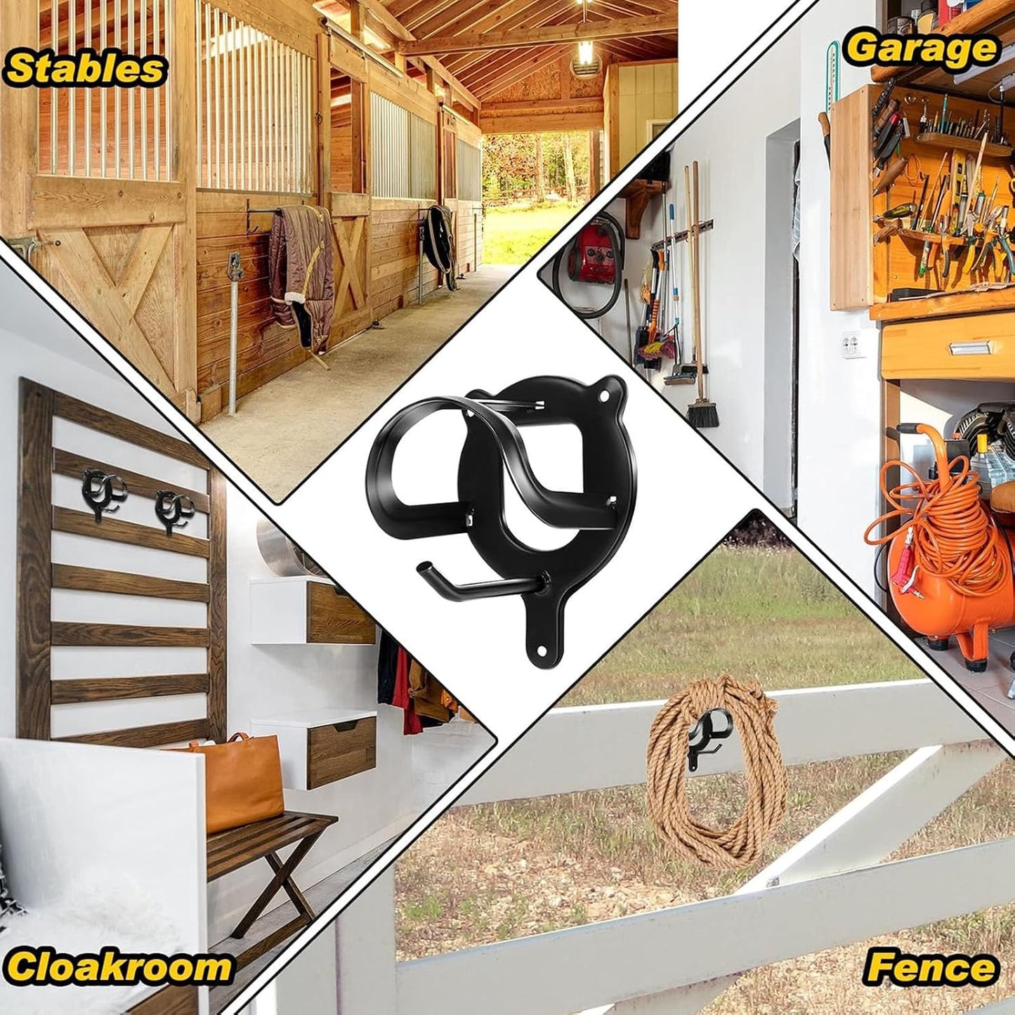  Lot De 12 Attaches En Fer Pour Une Organisation Stable Et Garage Avec Matériel De Montage - Finition Mate Permanente Contre L'oxydation Pour Un Rangement Flexible - Fixations D'entrée - Matériel De