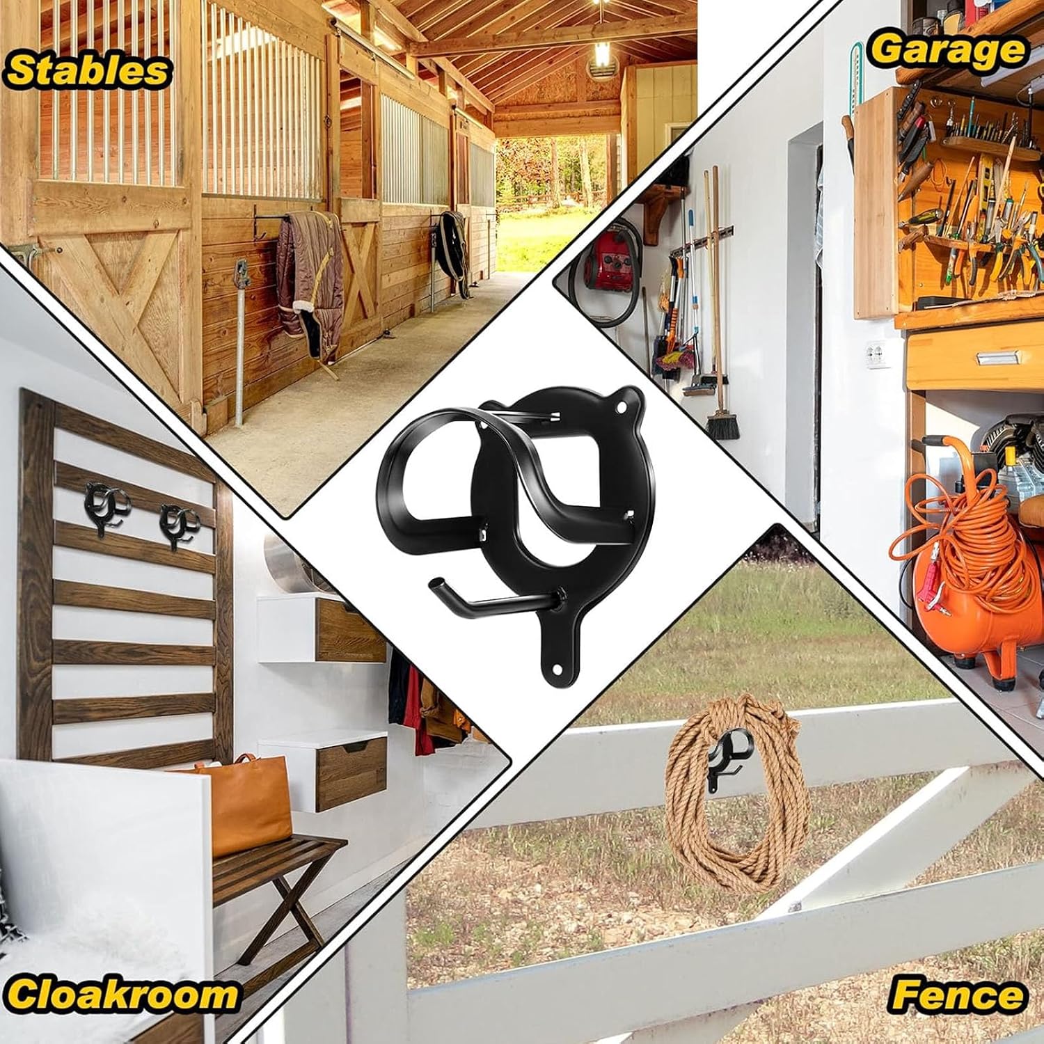  Lot De 12 Attaches En Fer Pour Une Organisation Stable Et Garage Avec Matériel De Montage - Finition Mate Permanente Contre L'oxydation Pour Un Rangement Flexible - Fixations D'entrée - Matériel De
