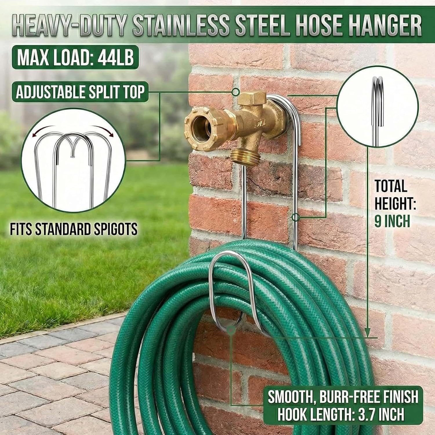  Générique Support De Tuyau D'arrosage – 2 Pièces Sans Cintre De Rangement Pour Tuyaus De Forage, Crochet De Tuyau Robuste Pour Extérieur, Cour, Patio, Balcon, Pelouse, Garage, Organisation De Jardin
