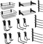  Lot De 24 Accessoires Pour Mur à Lattes En Métal, étagères Et Crochets, Kit De Rangement Mural à Lattes Robustes Pour Magasins, Garage Et Rangement De Pièce (noir, 24 Pièces)