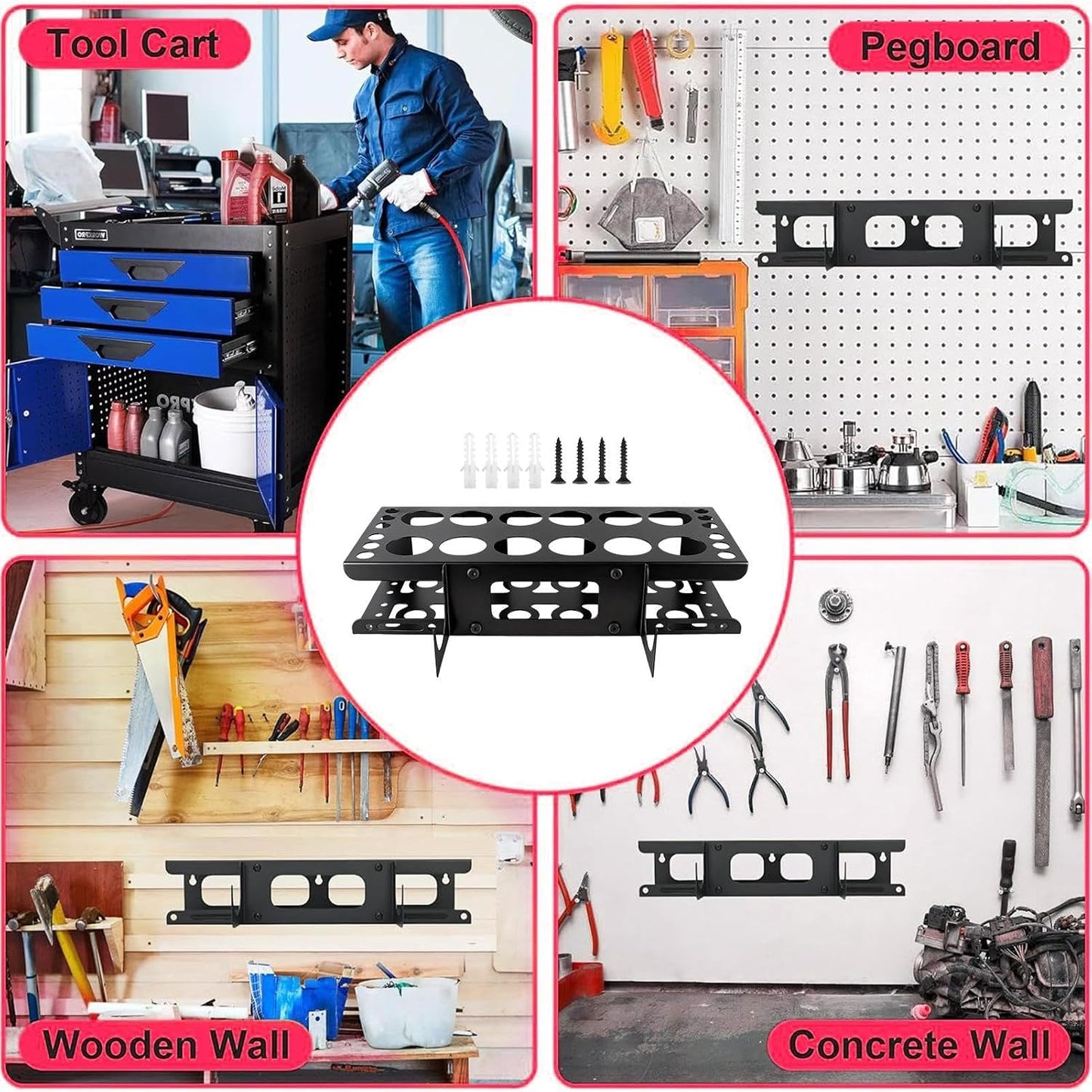 GENERIC Support De Rangement, 12 Emplacements De Grande Capacité, Support Mural Pour Outils De Calfeutrage à La Main | Pour Dortoir, Atelier De Réparation, Garage, Atelier, Salon