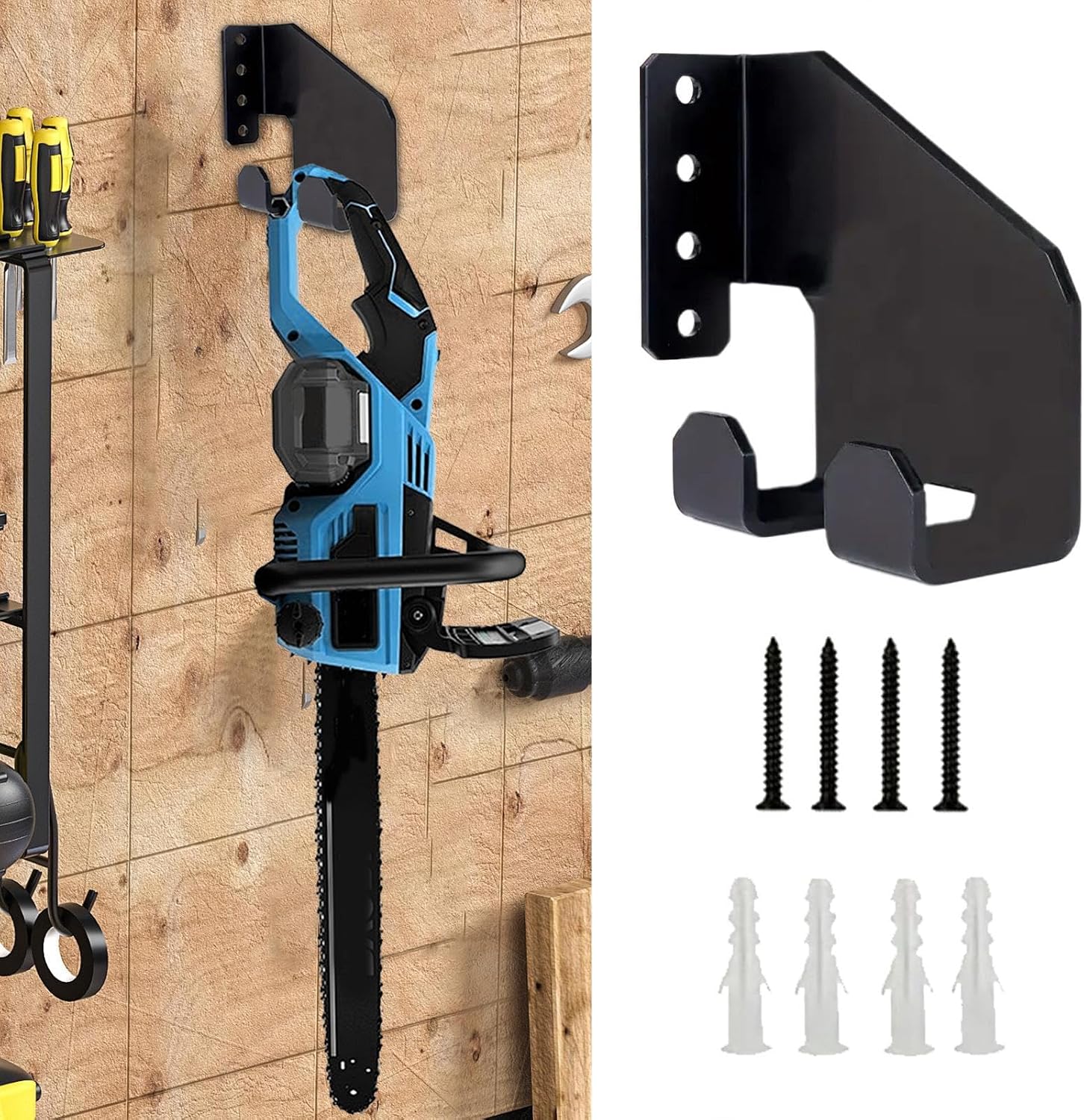  Générique Porte-Tronçonneuse, Organisateur D'Outils De Jardin Résistant, Étagère De Stockage Multifonction Pour Scie à Chaîne Atelier Garage Jardin