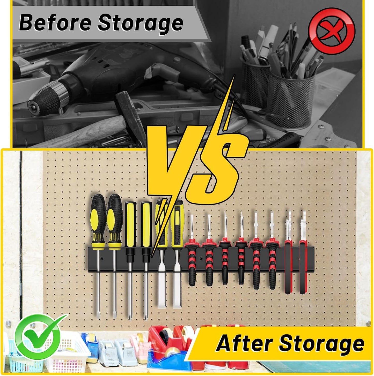  Lot De 2 Supports Muraux Pour Tournevis, Organiseur De Pinces, Support Mural Pour Tournevis, Rangement D'outils De Garage Pour Garage, Atelier, Bord D'établi
