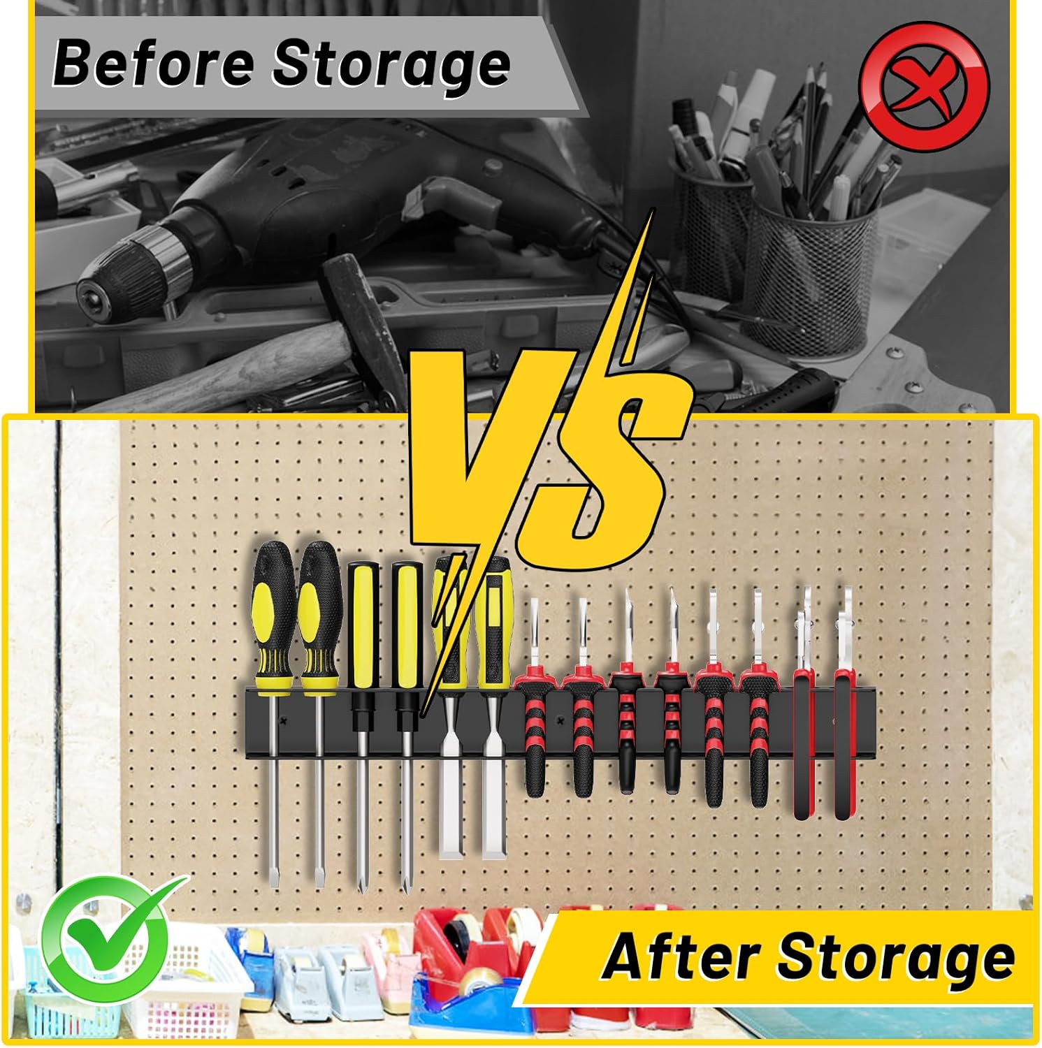  Lot De 2 Supports Muraux Pour Tournevis, Organiseur De Pinces, Support Mural Pour Tournevis, Rangement D'outils De Garage Pour Garage, Atelier, Bord D'établi