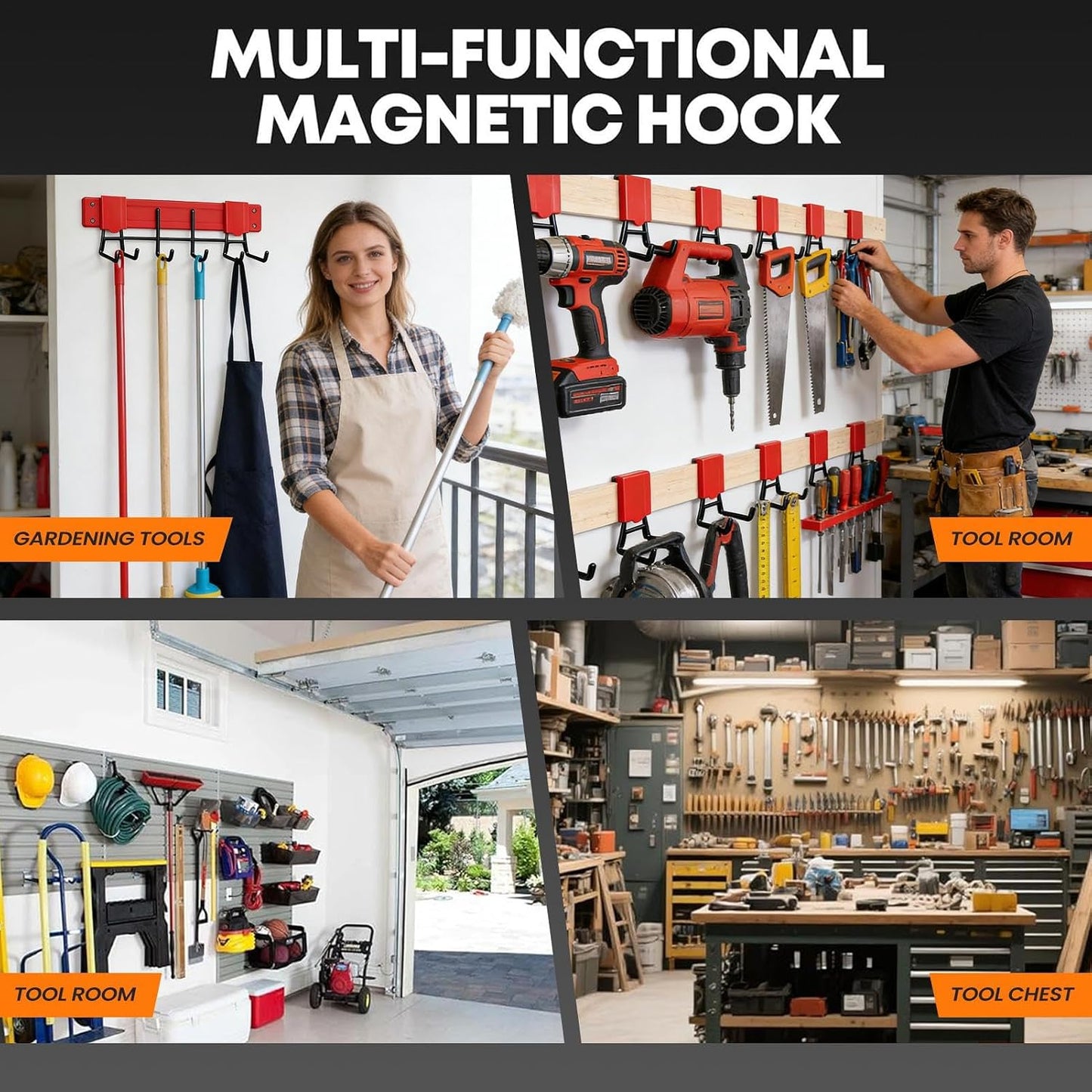 Generisch Crochets Magnétiques | Système De Rangement Pour Outils En Métal | Crochets De Rangement De Garage, Pour L'organisation Dans Le Garage, Sur Le Mur, Pour Tuyau, Outils De Nettoyage, Dans