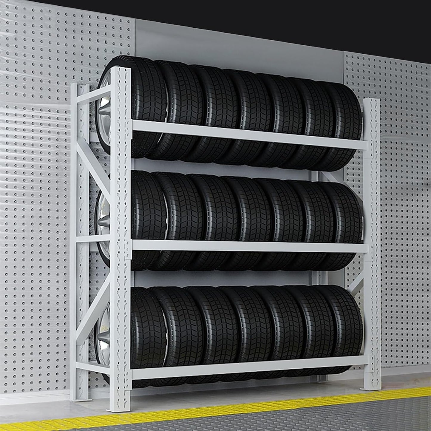  Porte-pneus Réglable à Plusieurs Niveaux Avec Grande Capacité De Charge Pour Le Rangement De Garage Et D'atelier Automobile