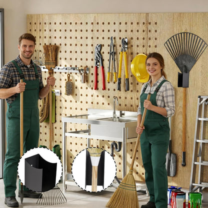 GENERIC Support Mural Pour Balai – Organiseur D'outils De Jardin, Cintre En Acier – Pour Buanderie, Appartement, Sous-sol, Cour, Maison, Cuisine