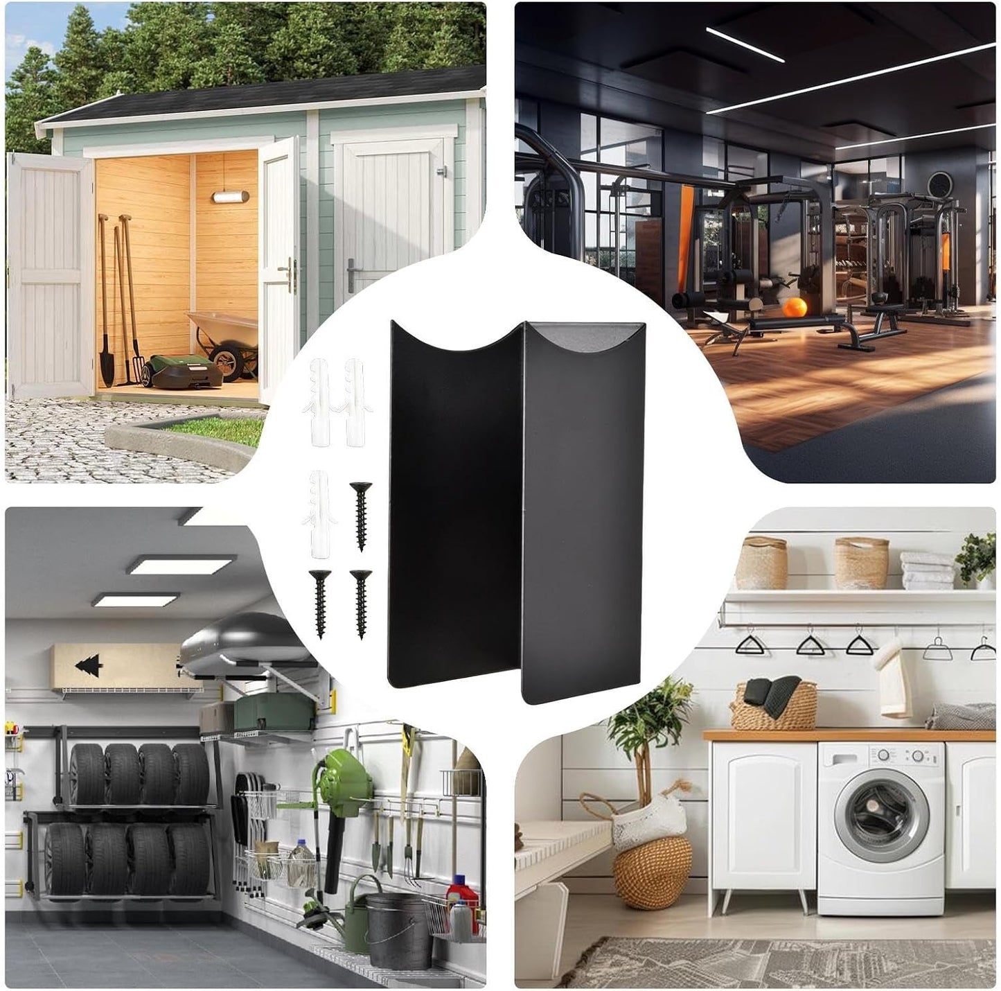  Générique Support Mural Pour Balai - Rangement D'outils De Jardin - Porte-balai à Franges En Acier | Pour Maison, Cuisine, Buanderie, Appartement, Cave, Jardin