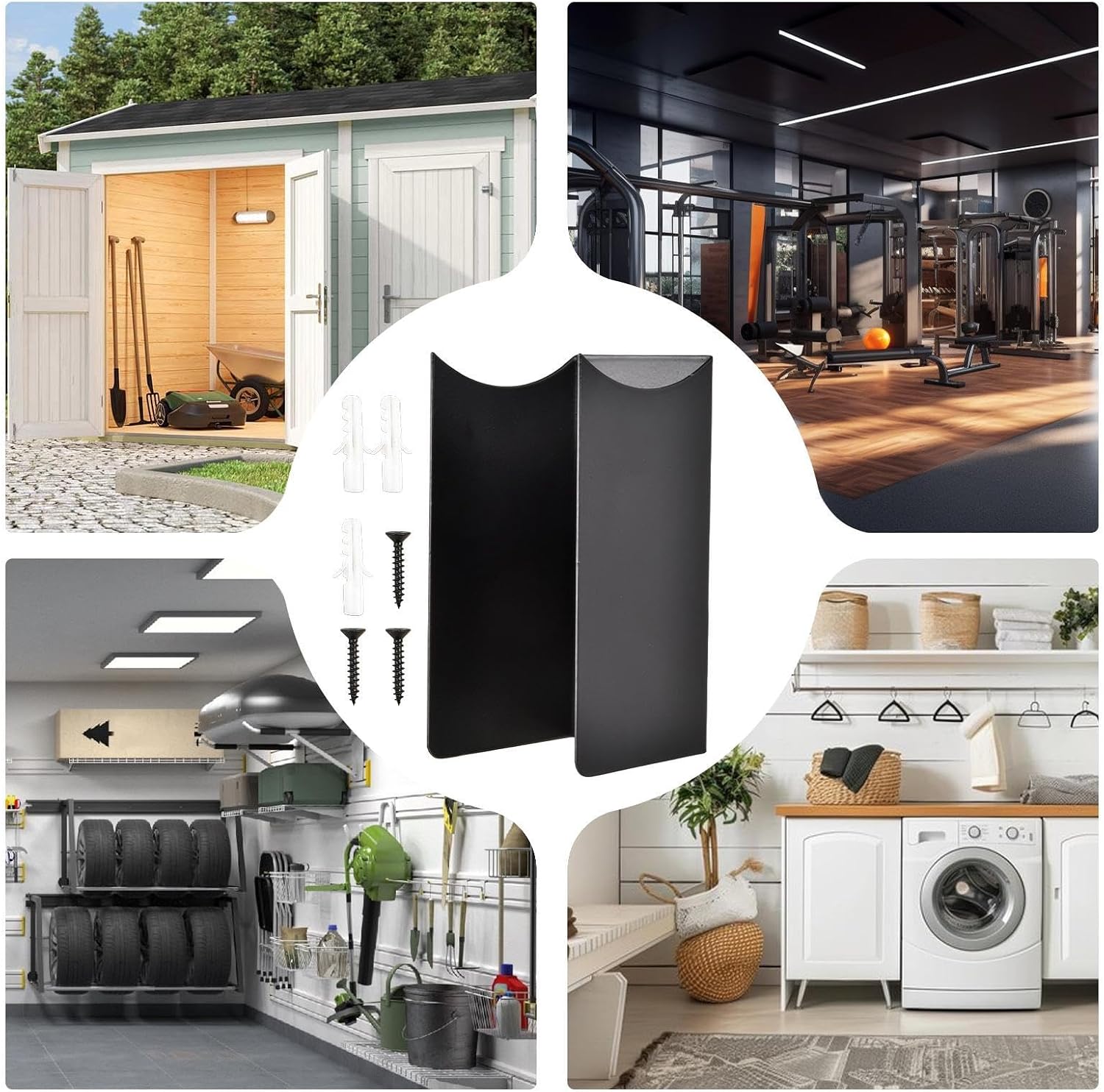  Générique Support Mural Pour Balai - Rangement D'outils De Jardin - Porte-balai à Franges En Acier | Pour Maison, Cuisine, Buanderie, Appartement, Cave, Jardin