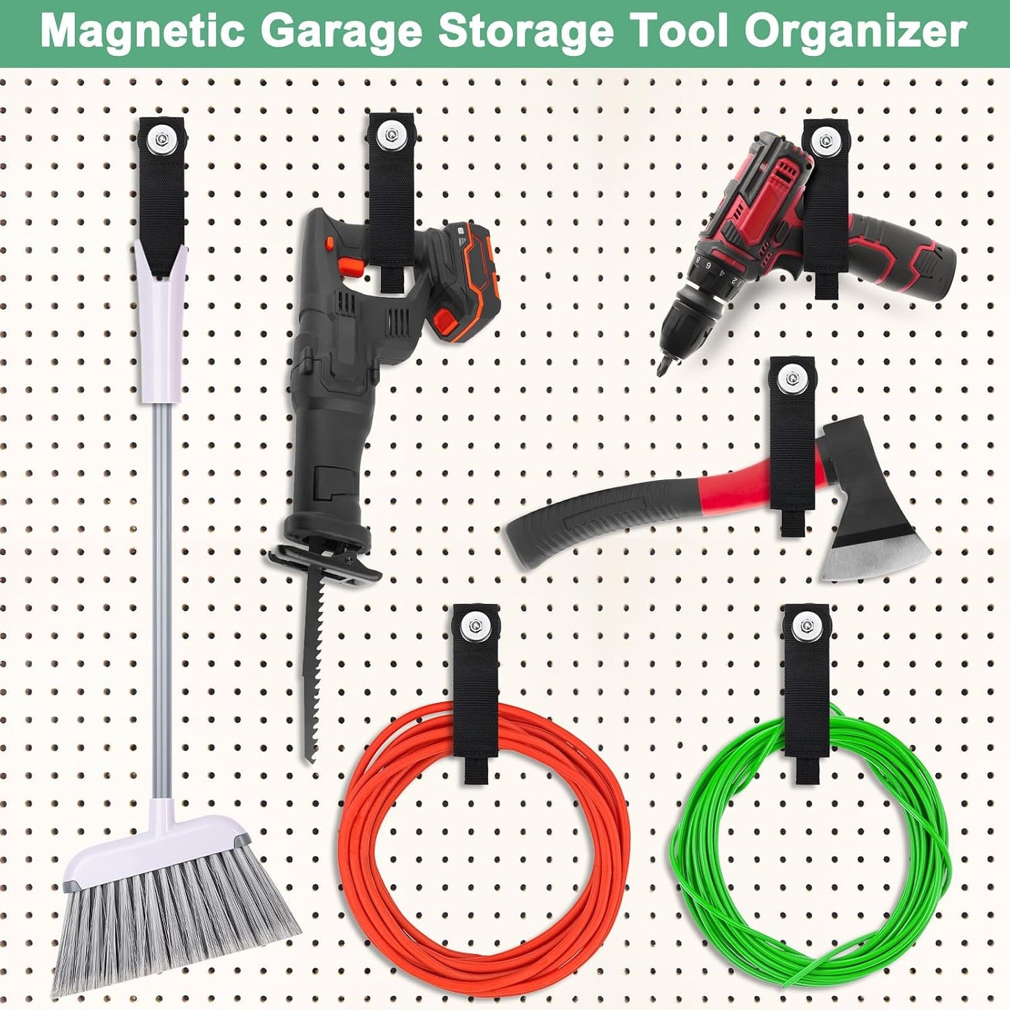 M METERXITY Lot De 2 Supports Magnétiques De Corde De 4,3 Cm De Diamètre Pour Garage, Atelier, Cordon D'extension, Sangle De Cordon D'organisation Pour Suspension/câbles/crochets De Rangement