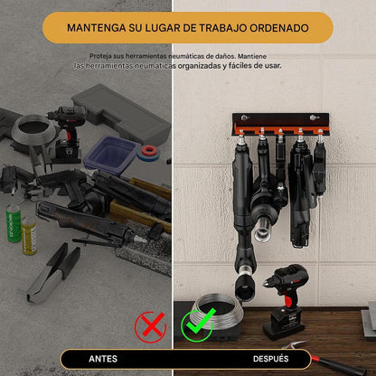 Genérico Organisateur D'outils Pneumatiques | Étagère Murale Avec 5 Fentes Pour Stockage, Crochet Pour Outils électriques, Perceuse, Tournevis, Meuleuse, Appareils électriques, Atelier