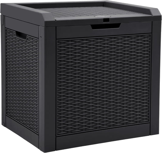  YITAHOME Boîte De Rangement D'extérieur En Rotin De 118 L, Boîte De Terrasse En Résine Imperméable Avec Couvercle Et Poignées Verrouillables, Rangement De Jardin Toutes Saisons Pour Coussins