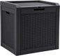  YITAHOME Boîte De Rangement D'extérieur En Rotin De 118 L, Boîte De Terrasse En Résine Imperméable Avec Couvercle Et Poignées Verrouillables, Rangement De Jardin Toutes Saisons Pour Coussins