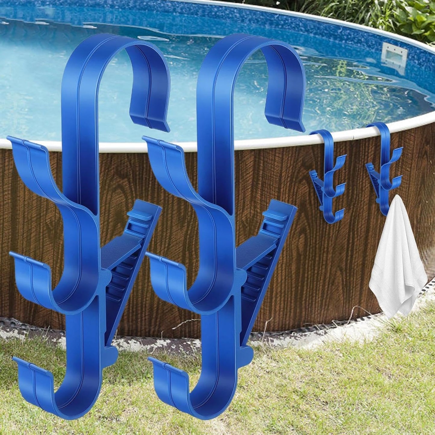 GENERIC Crochets D'équipement De Piscine – Support De Rangement Réglable à 3 Crochets | Support De Poteau De Piscine – Pour Tiges Télescopiques, épuisettes, Brosses, écumoire, Tuyau D'aspirateur, Outils De
