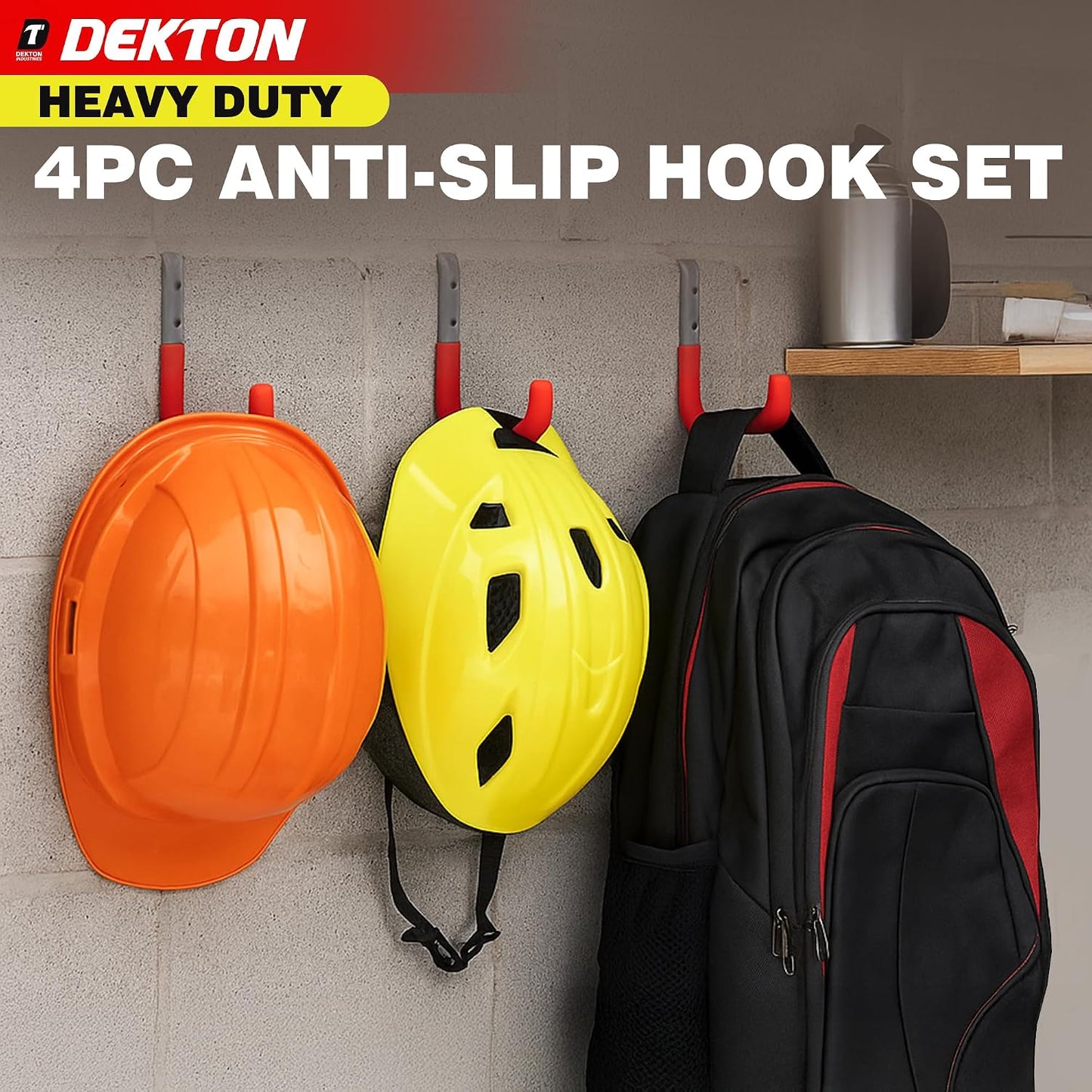  DEKTON Lot De 4 Crochets Muraux à Usage Général De 12 Cm X 8,5 Cm – Capacité Maximale De 25 Kg | Idéal Pour Accrocher Des Outils, Manteaux, Sacs, Et Plus Encore | Construction En Métal Durable Et