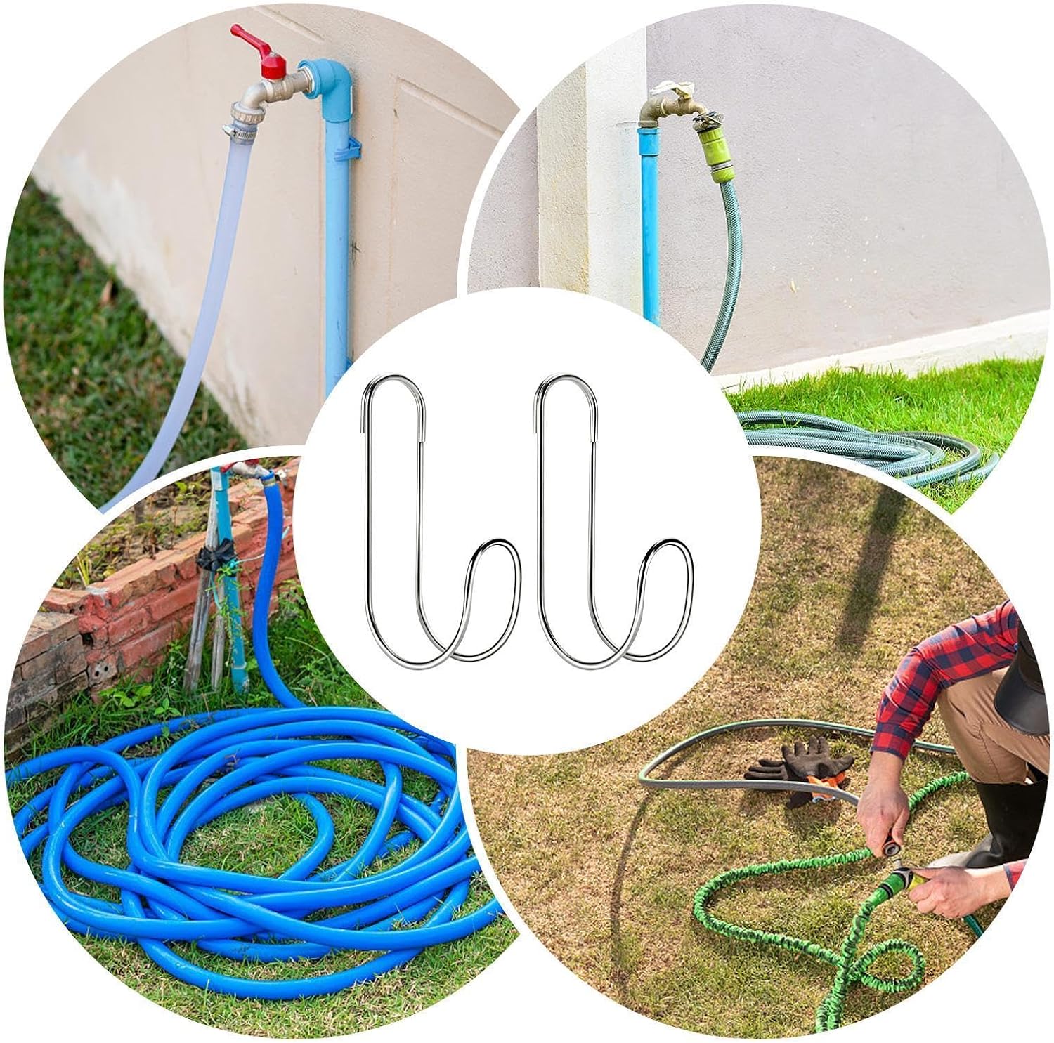  Générique Support De Tuyau D'arrosage – 2 Pièces Sans Cintre De Rangement Pour Tuyaus De Forage, Crochet De Tuyau Robuste Pour Extérieur, Cour, Patio, Balcon, Pelouse, Garage, Organisation De Jardin
