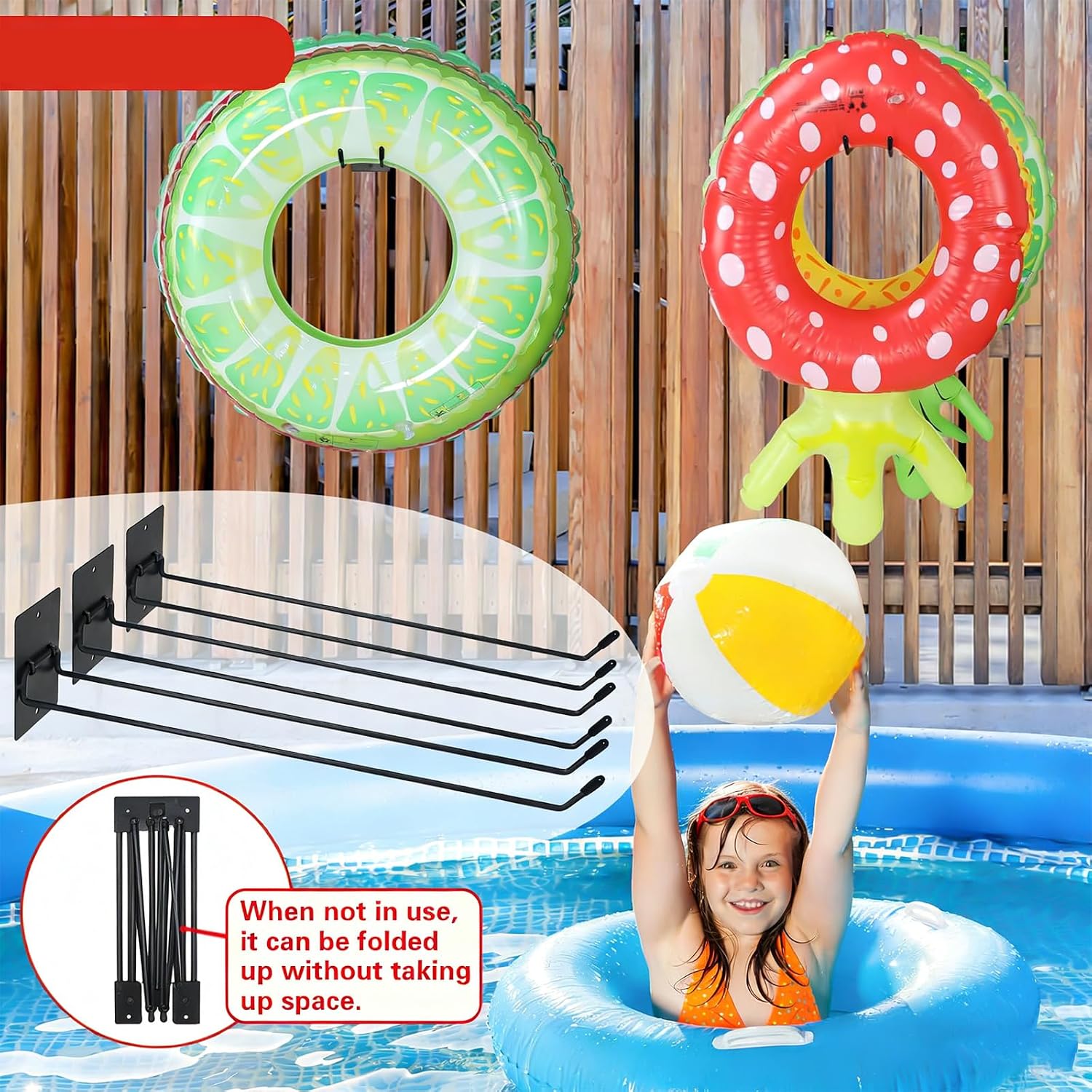  Lot De 3 Supports De Rangement Flottants En Fer Solide Pour Accessoires De Piscine Et équipements D'extérieur
