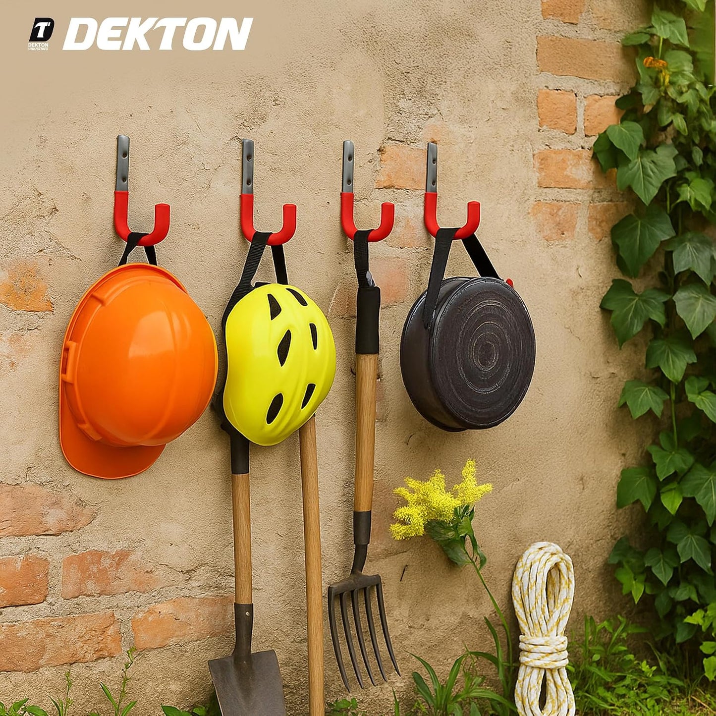  DEKTON Lot De 4 Crochets Muraux à Usage Général De 12 Cm X 8,5 Cm – Capacité Maximale De 25 Kg | Idéal Pour Accrocher Des Outils, Manteaux, Sacs, Et Plus Encore | Construction En Métal Durable Et