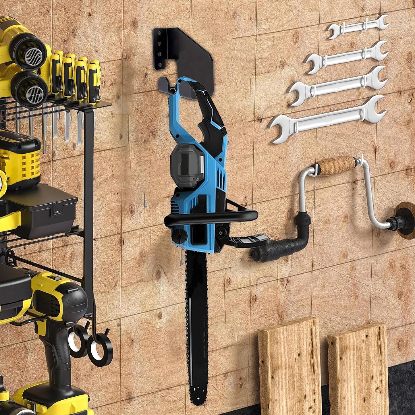  Générique L'Organisateur De Support Pour Tronçonneuse - Organisateur D'Outils De Jardin Résistant,Support De Rangement Polyvalent Pour Outils De Jardinage Et Tronçonneuse